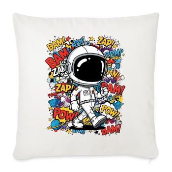 Cosmic Pop Astronaut in Comic Burst - Throw Pillow Cover 17.5” x 17.5” - natural white - Front