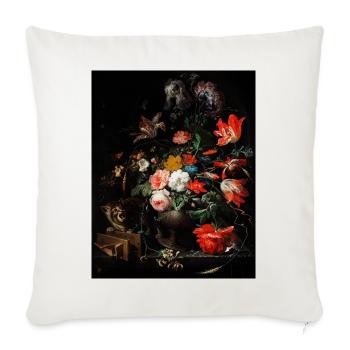 Delshm Baroque Floral Still Life - Throw Pillow Cover 17.5” x 17.5” - natural white - Front