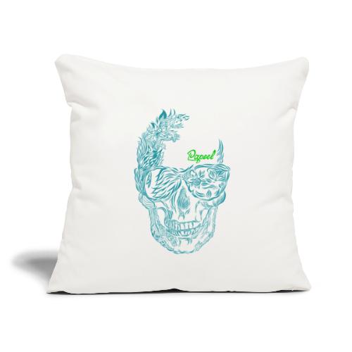 Floral skull Papeel Arts - Throw Pillow Cover 17.5” x 17.5”