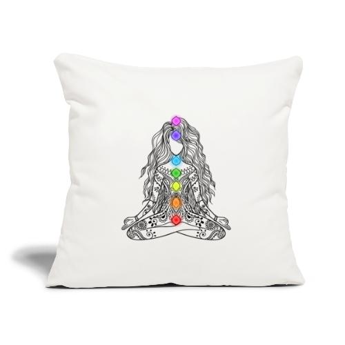 Mediation Girl & Chakras - Throw Pillow Cover 17.5” x 17.5”