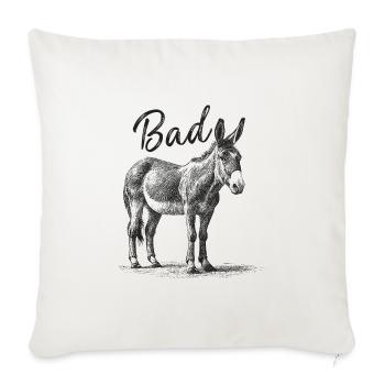 Bad Ass Donkey Funny Vintage - Throw Pillow Cover 17.5” x 17.5” - natural white - Front