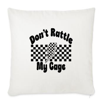Don't Rattle My Cage, Lightning Bolt, Checkerboard - Throw Pillow Cover 17.5” x 17.5” - natural white - Front