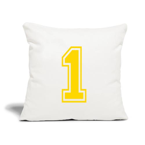 Number 1 in a classic athletic collegiate font - Throw Pillow Cover 17.5” x 17.5”