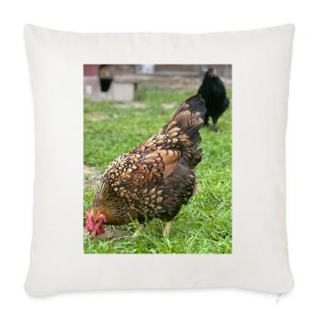 Rustic Farmyard Chicken Illustration - Throw Pillow Cover 17.5” x 17.5” - natural white - Front