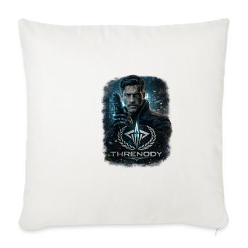 Threnody Noir Cyberpunk Hero Tee - Throw Pillow Cover 17.5” x 17.5” - natural white - Front