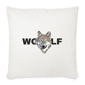 Bold Wolf Head Illustration Design - Throw Pillow Cover 17.5” x 17.5” - natural white - Front