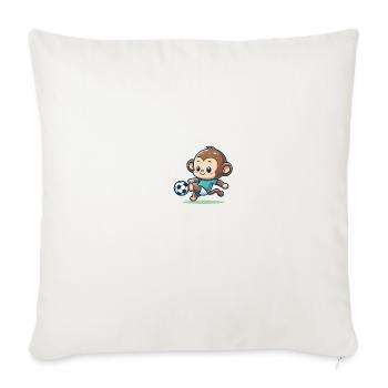 Cute Soccer Player Monkey - Throw Pillow Cover 17.5” x 17.5” - natural white - Front