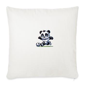 Cute Soccer Player Panda - Throw Pillow Cover 17.5” x 17.5” - natural white - Front
