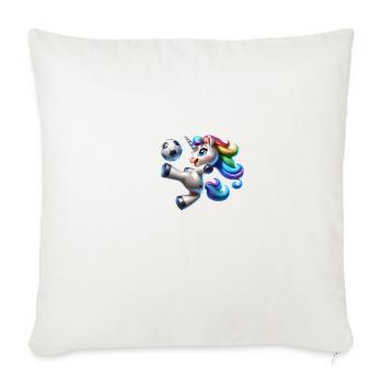 Cute Soccer Player Unicorn - Throw Pillow Cover 17.5” x 17.5” - natural white - Front