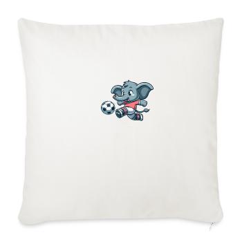 Cute Soccer Player Elephant - Throw Pillow Cover 17.5” x 17.5” - natural white - Front