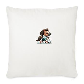 Cute Soccer Player Horse - Throw Pillow Cover 17.5” x 17.5” - natural white - Front