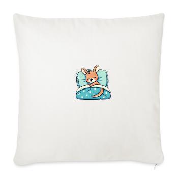 Kangaroo Sleeping In Bed At Night Time - Throw Pillow Cover 17.5” x 17.5” - natural white - Front