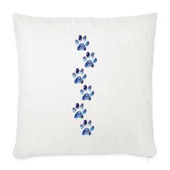 Dog paw prints mixed media collage art new puppy - Throw Pillow Cover 17.5” x 17.5” - natural white - Front