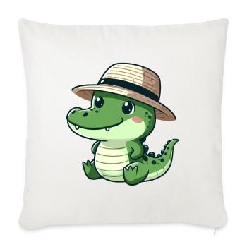 Cool Alligator in Hat - Throw Pillow Cover 17.5” x 17.5” - natural white - Front
