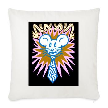 Neon Mouse Head with Radiant Burst - Throw Pillow Cover 17.5” x 17.5” - natural white - Front