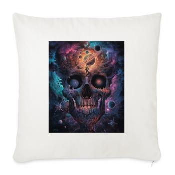 Cosmic Nebula Skull - Throw Pillow Cover 17.5” x 17.5” - natural white - Front