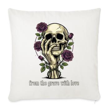 Grave with Roses Skeleton Love - Throw Pillow Cover 17.5” x 17.5” - natural white - Front