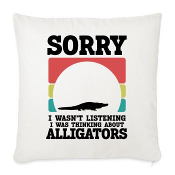 Funny Alligator Silhouette - Throw Pillow Cover 17.5” x 17.5” - natural white - Front