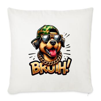 Bruh Bulldog Bling - Throw Pillow Cover 17.5” x 17.5” - natural white - Front