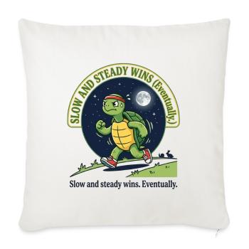 Slow and Steady Runner Turtle - Throw Pillow Cover 17.5” x 17.5” - natural white - Front