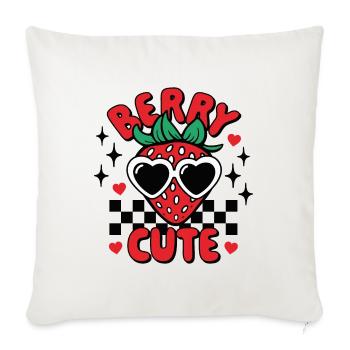 Berry Cute Strawberry - Throw Pillow Cover 17.5” x 17.5” - natural white - Front