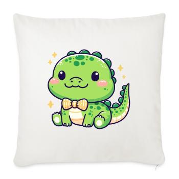 Playful Alligator Cartoon - Throw Pillow Cover 17.5” x 17.5” - natural white - Front