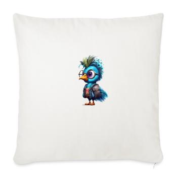Cute Peacock Cartoon - Throw Pillow Cover 17.5” x 17.5” - natural white - Front