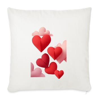 Floating hearts of love  - Throw Pillow Cover 17.5” x 17.5” - natural white - Front