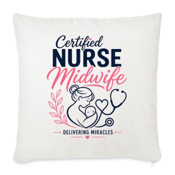 Certified Nurse Midwife Floral Line Art T-Shirt |  - Throw Pillow Cover 17.5” x 17.5” - natural white - Front