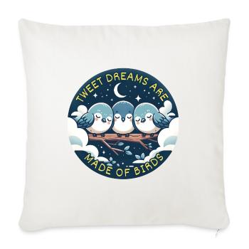 Tweet Dreams Nighttime Birdwatcher - Throw Pillow Cover 17.5” x 17.5” - natural white - Front