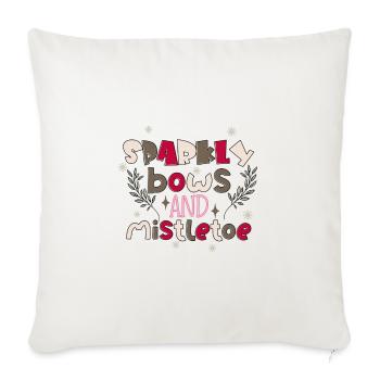 Sparkly Bows And Mistletoe - Throw Pillow Cover 17.5” x 17.5” - natural white - Front
