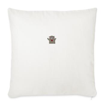 Hugging bear embroidered - Throw Pillow Cover 17.5” x 17.5” - natural white - Front