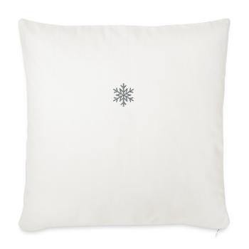 Symmetrical Snowflake embroidered - Throw Pillow Cover 17.5” x 17.5” - natural white - Front