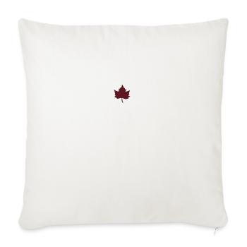 Dark red leaf embroidered - Throw Pillow Cover 17.5” x 17.5” - natural white - Front