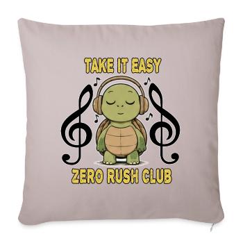 Take It Easy Zero Rush Club Turtle Music Lover  - Throw Pillow Cover 17.5” x 17.5” - light taupe - Front