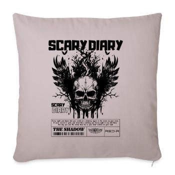 Nightmare Pages - Scary Diary Collection - Throw Pillow Cover 17.5” x 17.5” - light taupe - Front