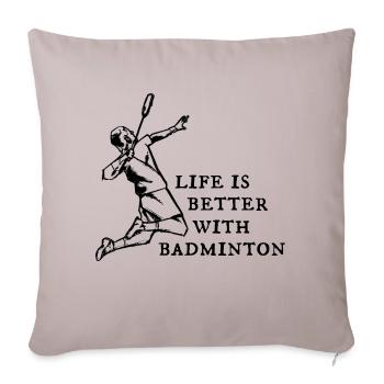 Badminton Badminton Player - Throw Pillow Cover 17.5” x 17.5” - light taupe - Front