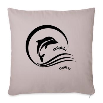 Dolphin mama - Throw Pillow Cover 17.5” x 17.5” - light taupe - Front