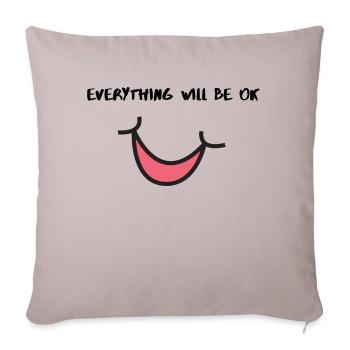 It will be ok retro - Throw Pillow Cover 17.5” x 17.5” - light taupe - Front