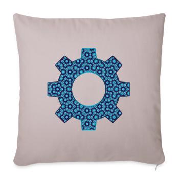 Patterned Gear Icon - Throw Pillow Cover 17.5” x 17.5” - light taupe - Front