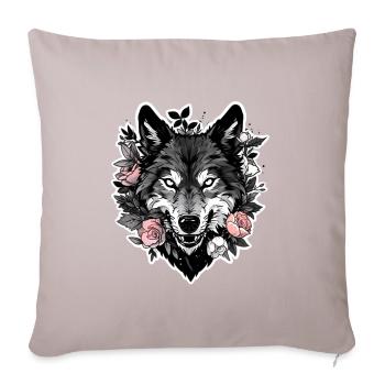 Pastel Goth Wolf - Throw Pillow Cover 17.5” x 17.5” - light taupe - Front