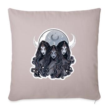 Triple Moon Goddess - Throw Pillow Cover 17.5” x 17.5” - light taupe - Front