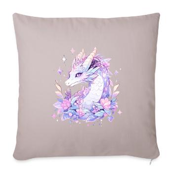 Celestial Guardian Dragon - Throw Pillow Cover 17.5” x 17.5” - light taupe - Front