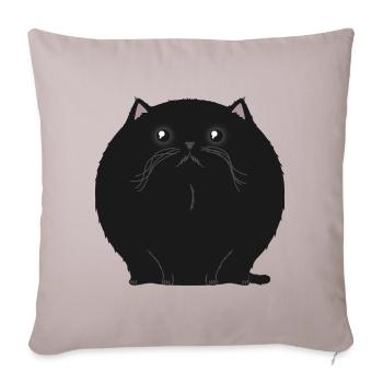 sfurical round black void cat - Throw Pillow Cover 17.5” x 17.5” - light taupe - Front