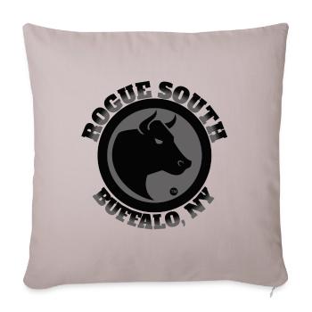 ROGUE SOUTH BUFFALO NEW YORK LOGO GRAY AND BLACK - Throw Pillow Cover 17.5” x 17.5” - light taupe - Front