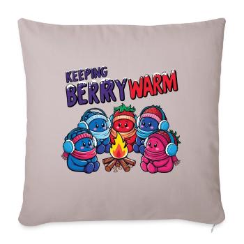Keeping Berry Warm - Throw Pillow Cover 17.5” x 17.5” - light taupe - Front