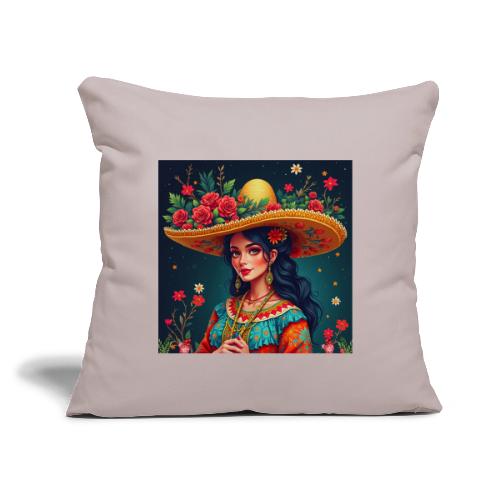 Mexican Design, Regional Mexican Charro Woman - Throw Pillow Cover 17.5” x 17.5”