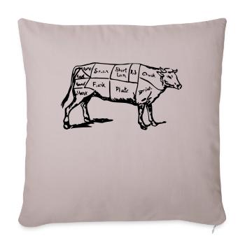 Cuts of Beef - Throw Pillow Cover 17.5” x 17.5” - light taupe - Front
