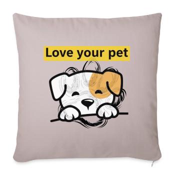 Friend of Animals – Cute Puppy Design - Throw Pillow Cover 17.5” x 17.5” - light taupe - Front