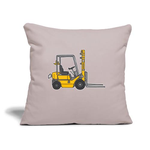 Yellow Fork-lift truck, stacker truck - Throw Pillow Cover 17.5” x 17.5”